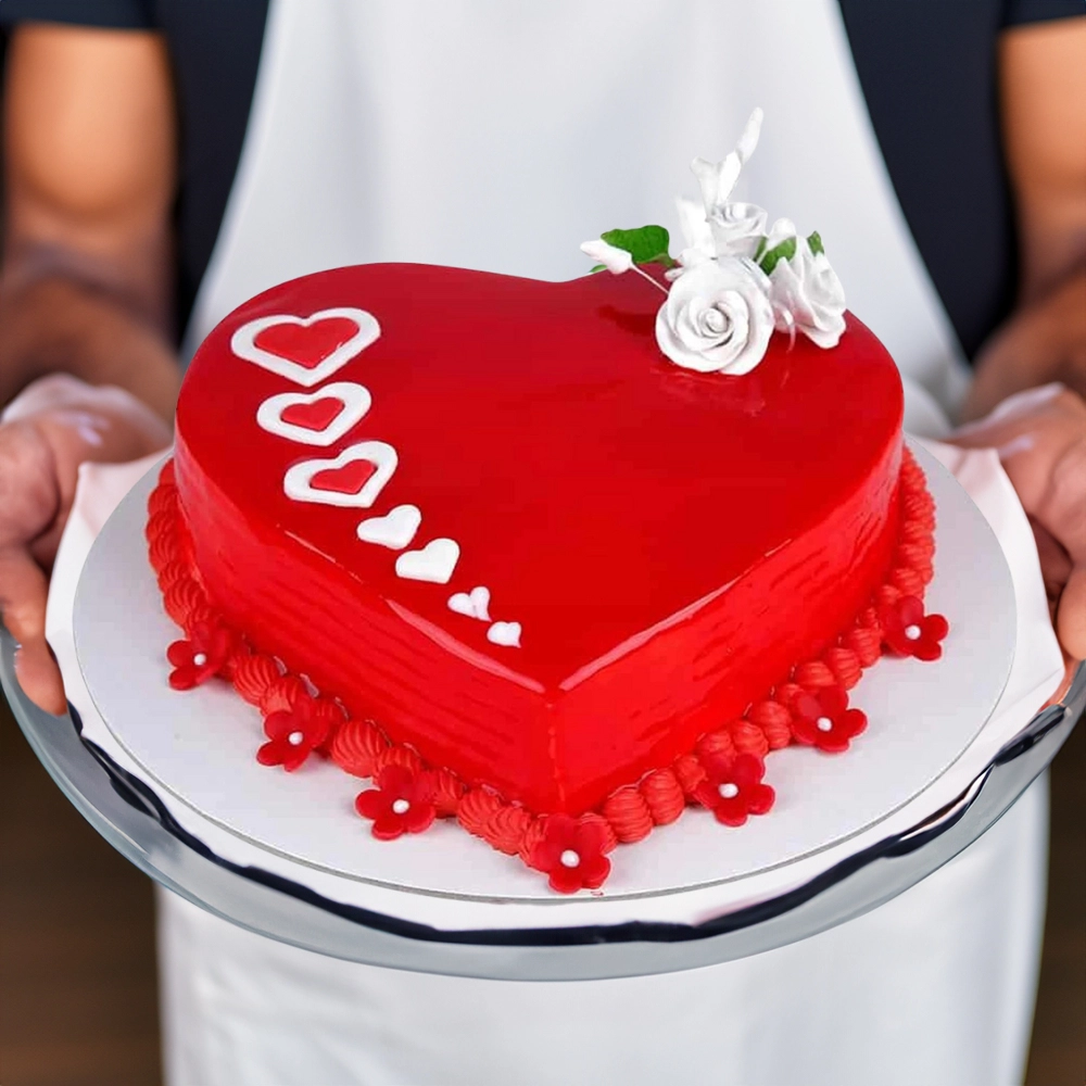 A 1 kg of red heart cake