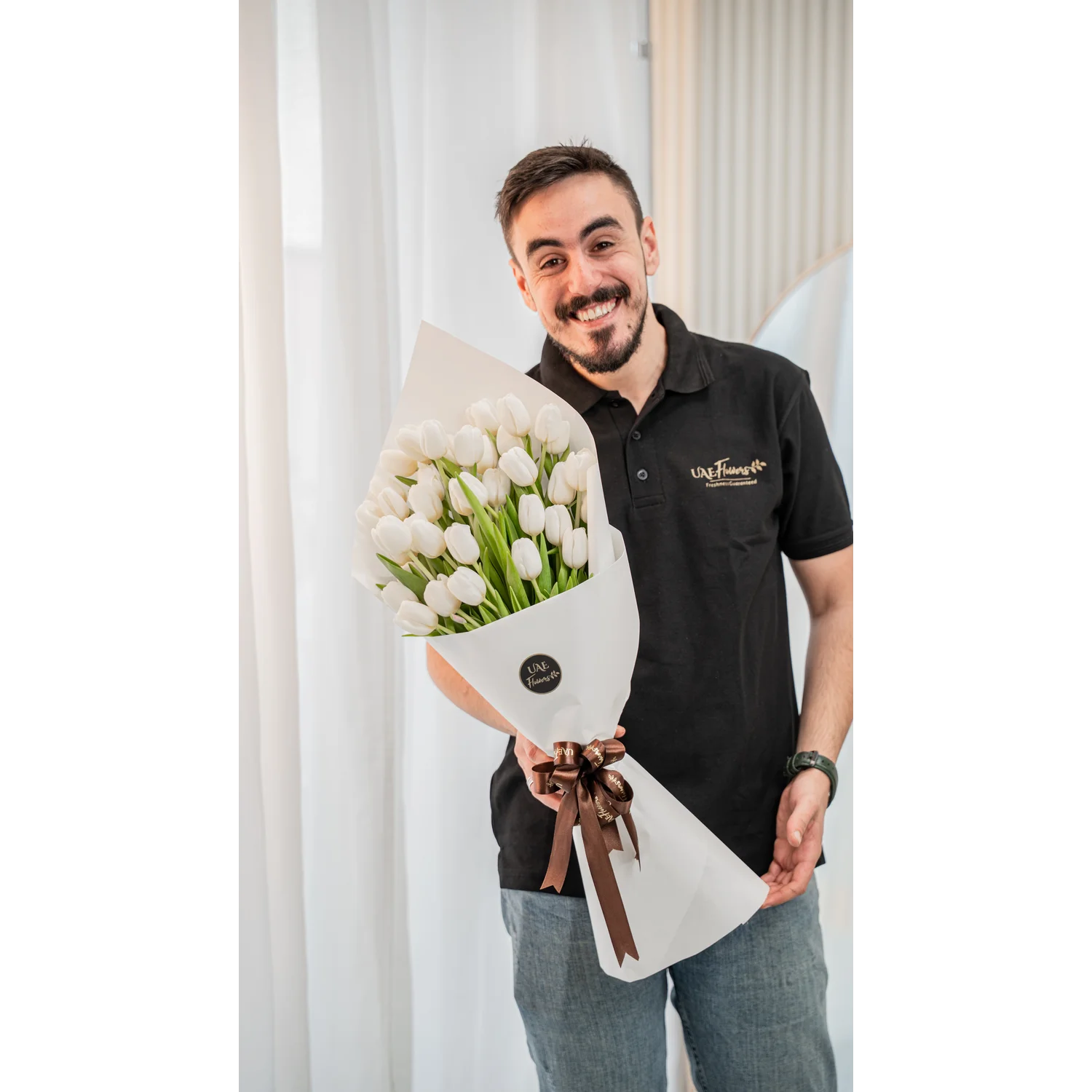 40 white tulips