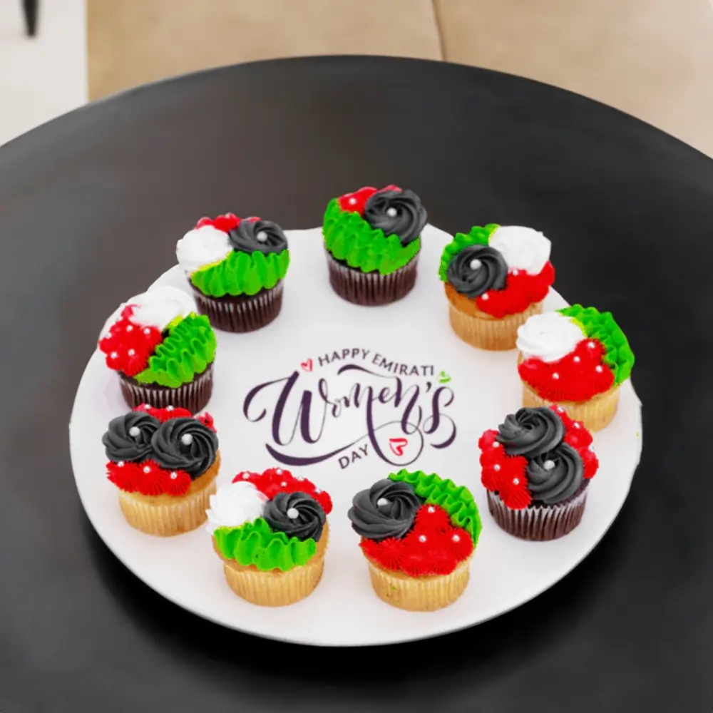 cupcake board with 9 cupcakes