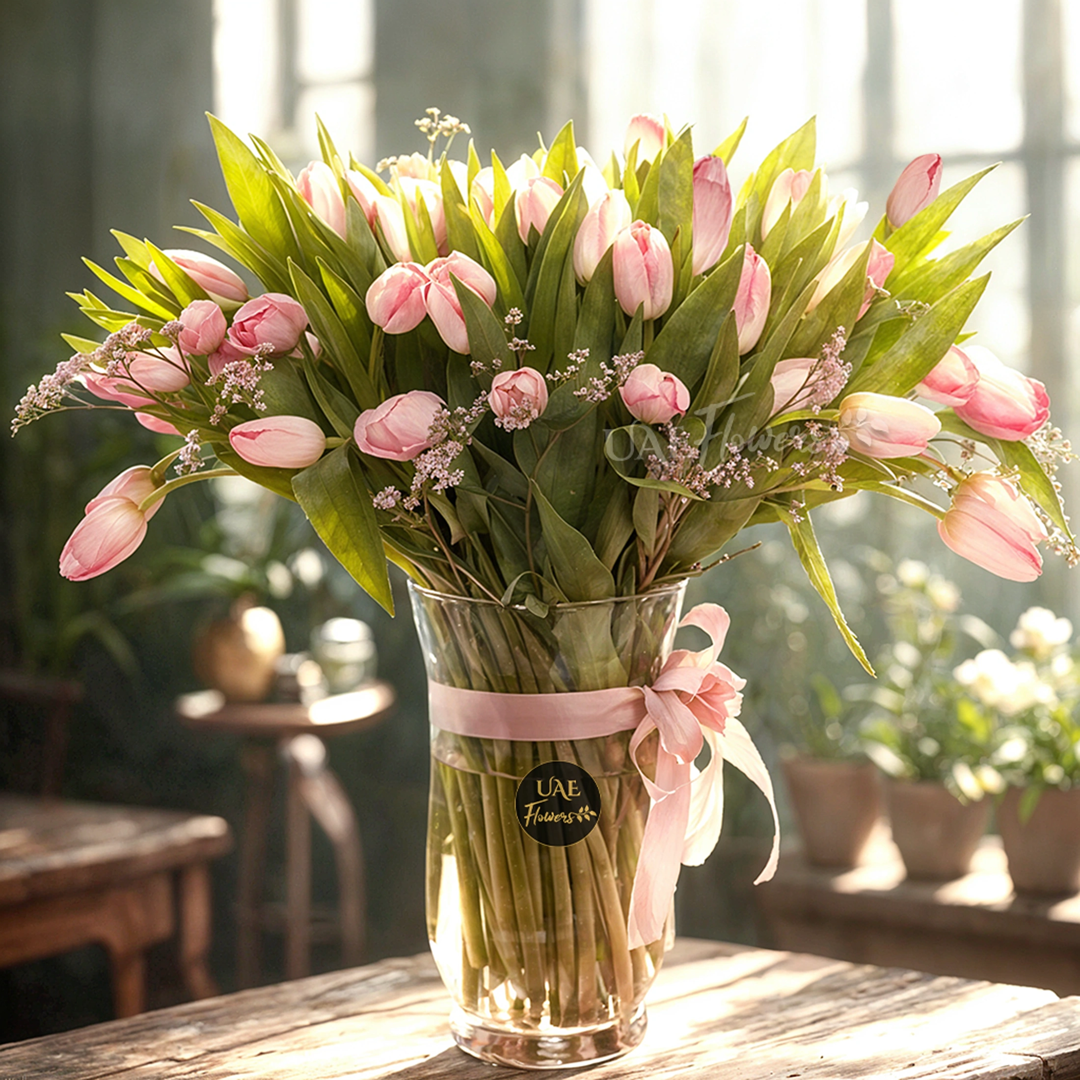 Pink Tulip Vase Arrangement