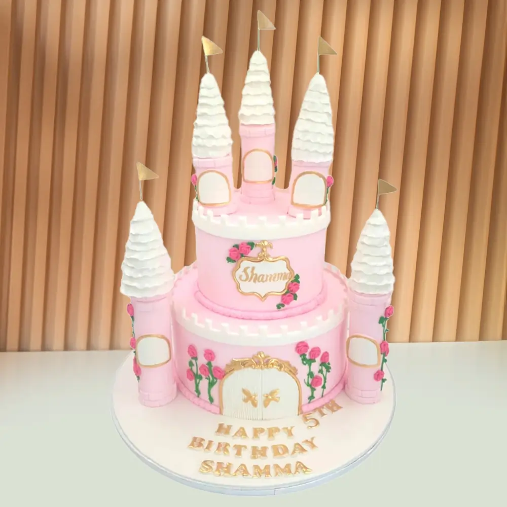 7kg pink castle cake with chocolate