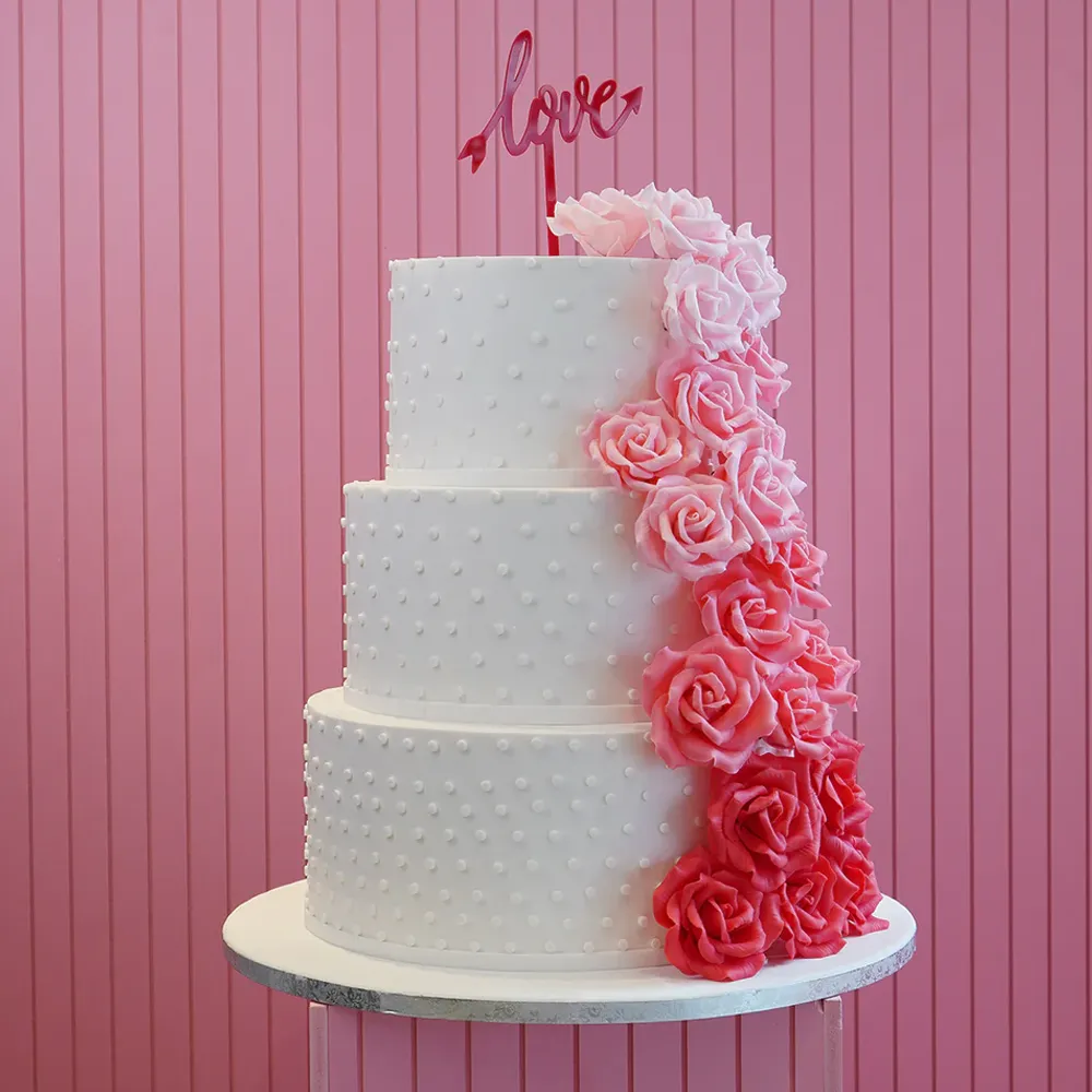12kg Pink Rose Ombre Cake with chocolate sponge