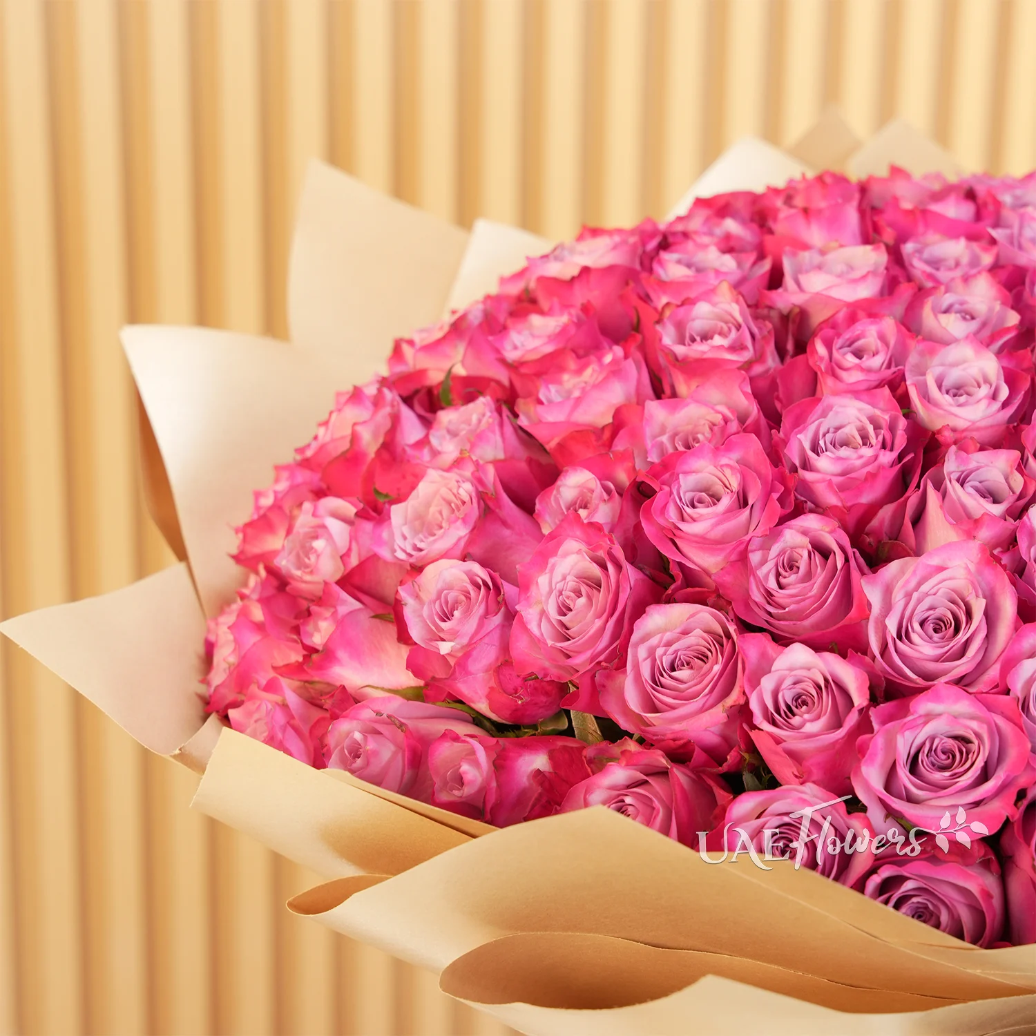 bouquet of 100 purple roses with fillers