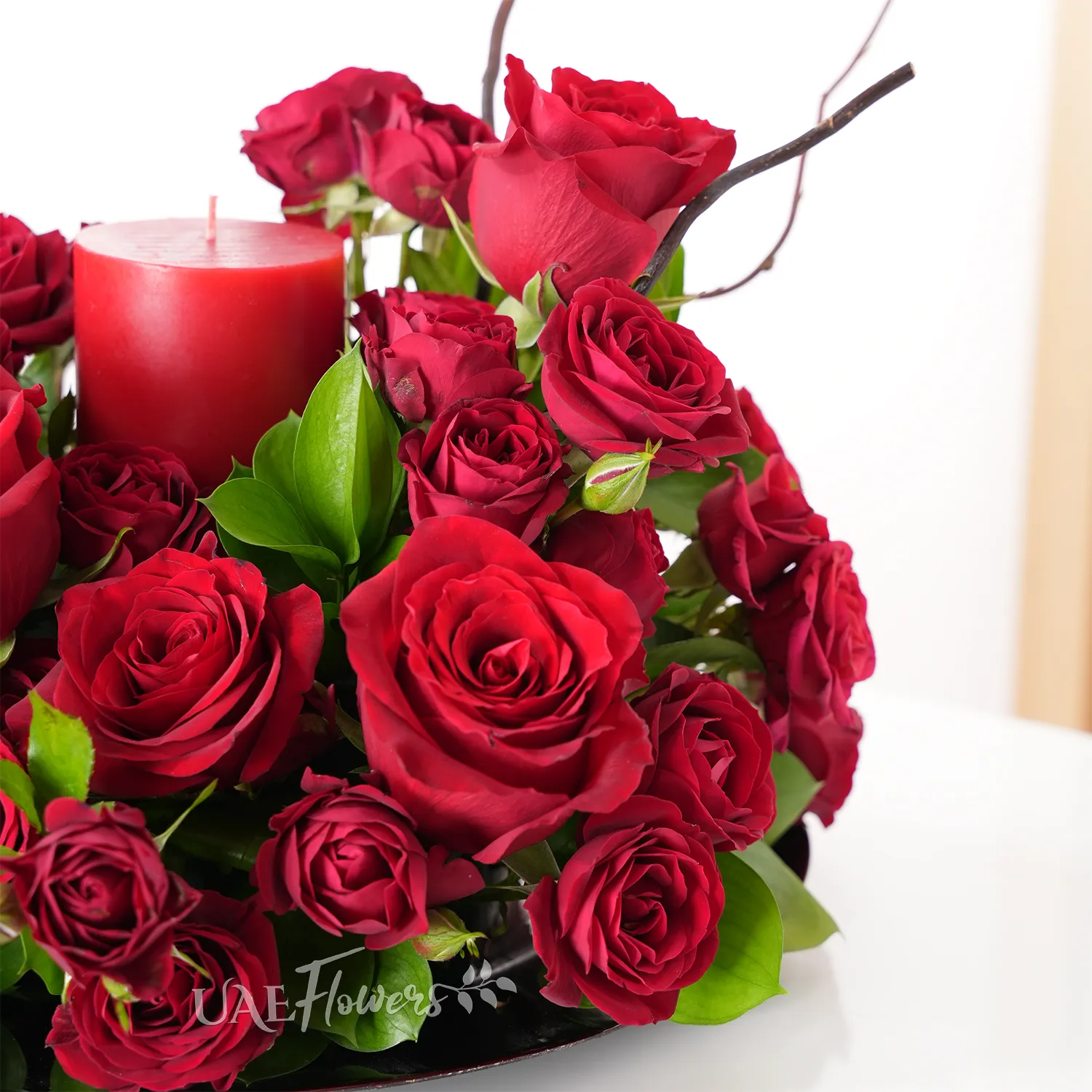 10 red roses and 10 spray roses
