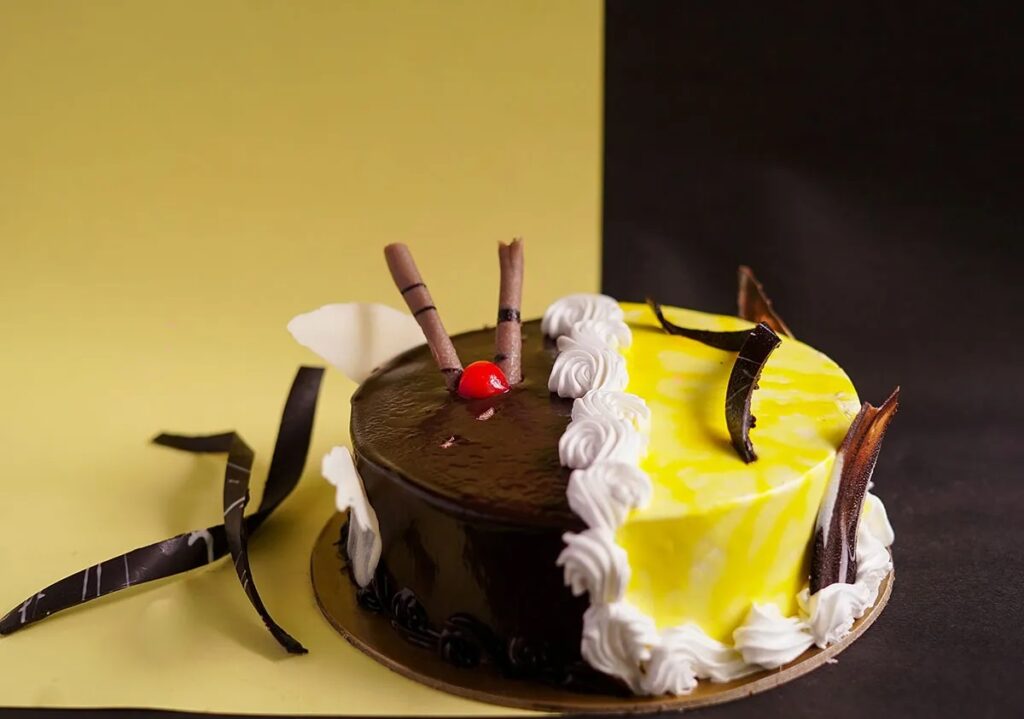 Hlaf Chocolate and Half Pineapple Cake